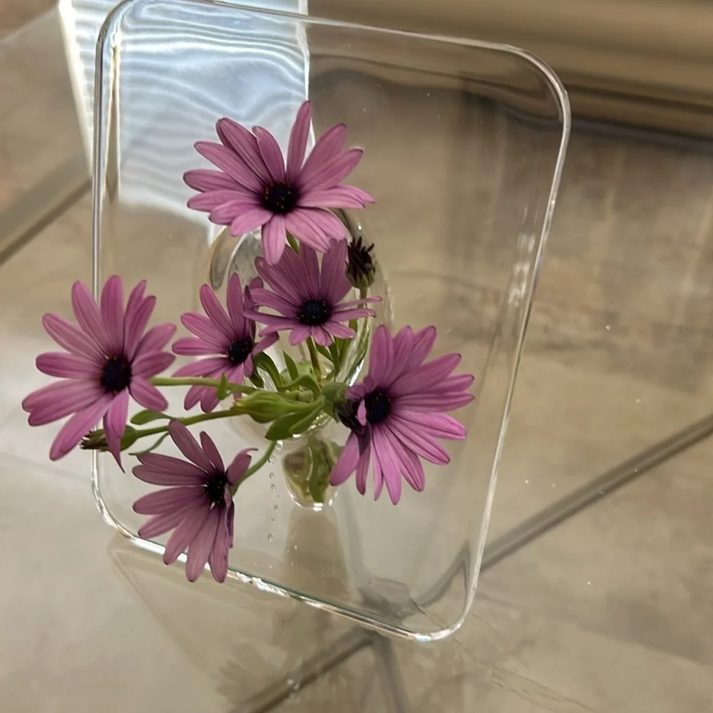 Contemporary Acrylic Vase: Rectangular Shape, Transparent Design / BRAND NEW